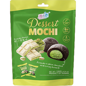 YUKI & LOVE - חטיף מוצ'י בטעם פיסטוק שוקולד לבן ושערות קדאיף 120 גרם